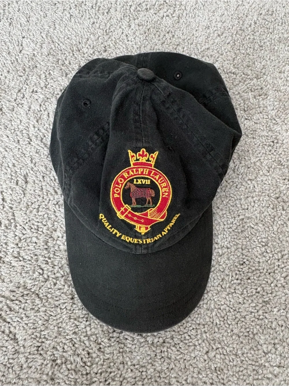 Polo by Ralph Lauren Black Cap with Red and Gold Crest